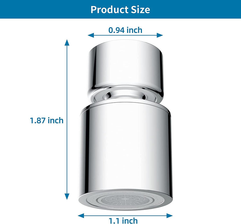 Hibbent NSF/ANSI/CAN 61 Certified Faucet Aerator, CUPC Certification 360° Twist Kitchen Sink Aerator, Dual-function Sink Sprayer Attachment, Faucet Replacement Part 55/64'' Female Thread, Chrome Classic 360 Degree Faucet Aerator