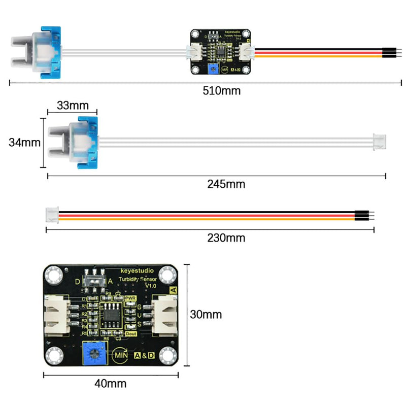 KEYESTUDIO Turbidity Sensor Module for Arduino, Water Quality Sensor Water Liquid Turbidity Monitor