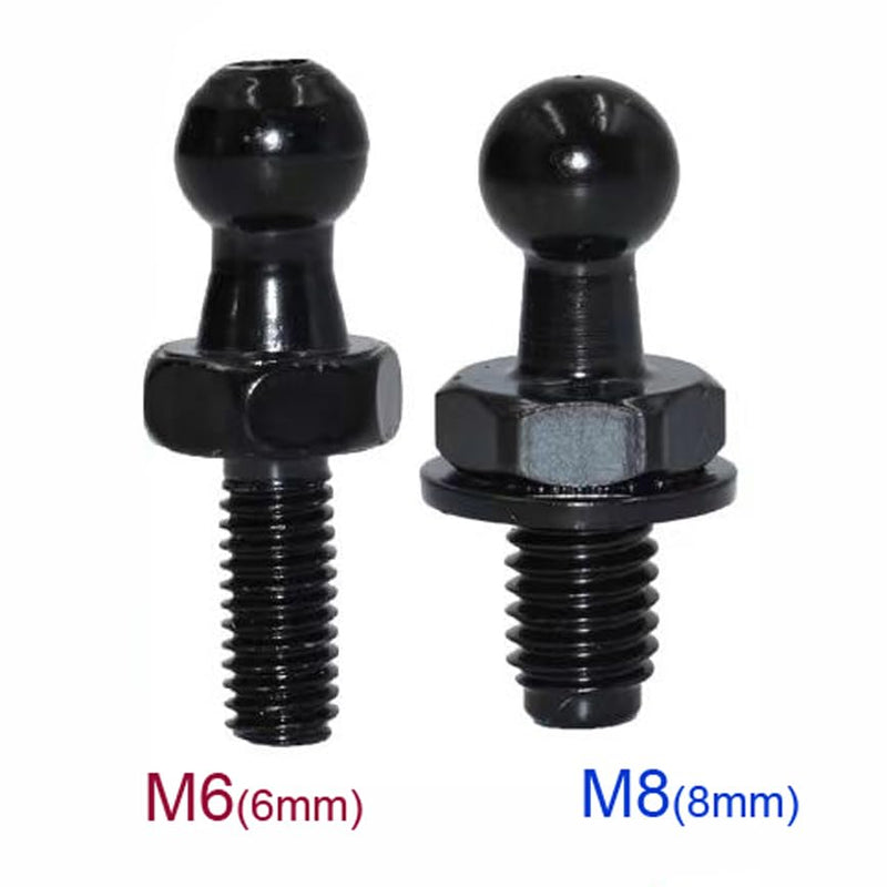 KEMANI Lots 6pcs 10mm Ball Studs, M8 Ball Stud Screws 8mm Female Thread x 1/2" Long Shank for Gas Spring Lift Support Struts End Fitting with Hardware (Black, M8 6pcs) Black
