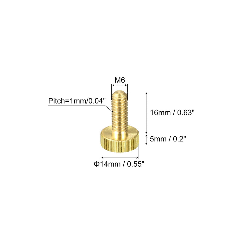 uxcell Knurled Thumb Screws, M6x16mm Flat Brass Bolts Grip Knobs Fasteners for PC, Electronic, Mechanical 5Pcs 5