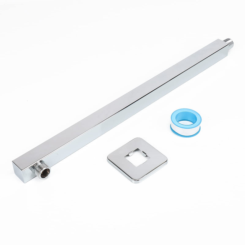 HarJue Shower Arm, Rain Shower Head Extension Extender, With Flange and Teflon Tape, Made of Thicken Stainless Steel for Bathroom Rainfall Showerhead (20 Inch, Chrome) 20 Inch