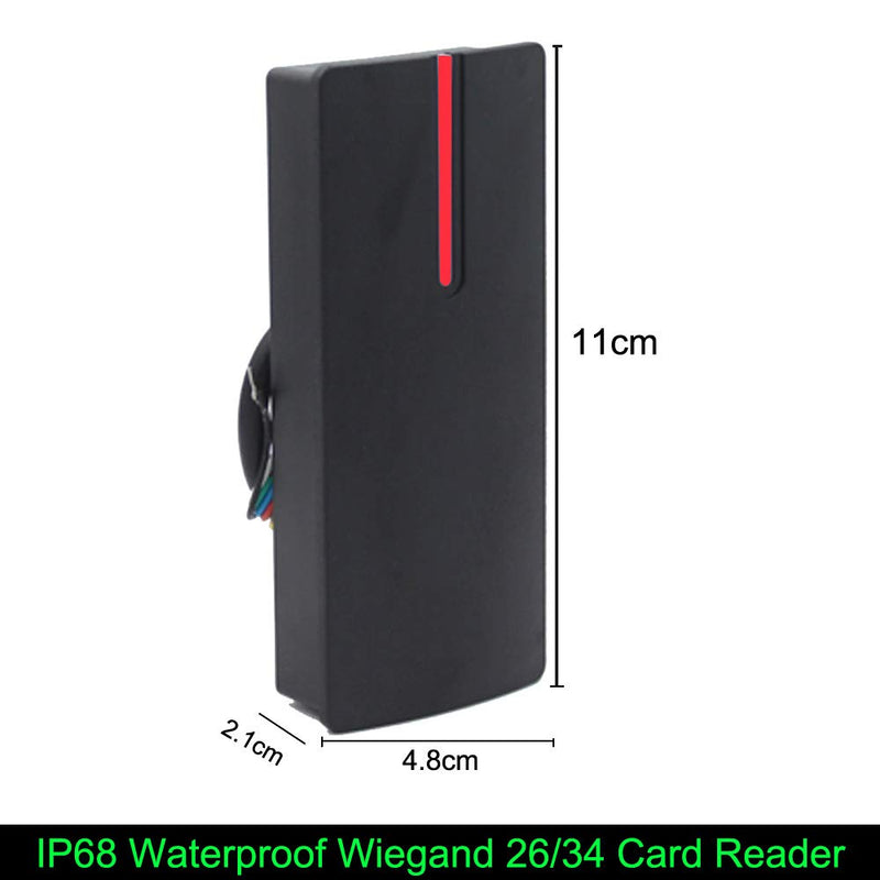 No Relay Access Control Reader Proximity Card Reader Wiegand 26/34 Bit Output Door Access Reader Waterproof IP68 Access Control 125KHZ Card Reader with 10 Color Key