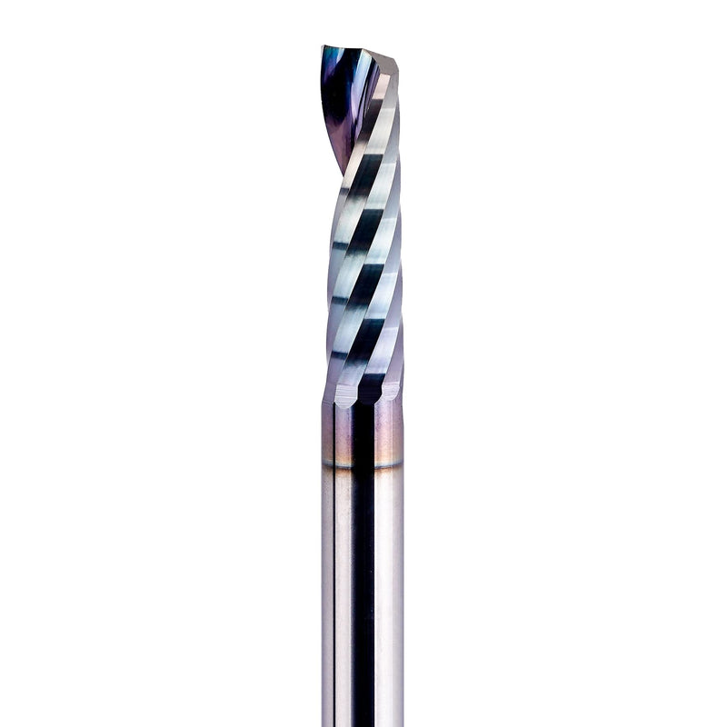 SpeTool O Flute CNC Router Bit 1/4 Inch Shank 1 Inch Cutting Length with Extra Long Life Coating Single Flute End Mill for Acrylic Aluminum Wood Cut 1/4" Dia-1" CL-1/4" Shank