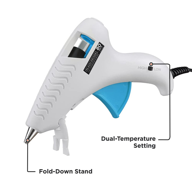 BLACK+DECKER Hot Glue Gun Kit, White (BDHT70001) Corded Glue Gun