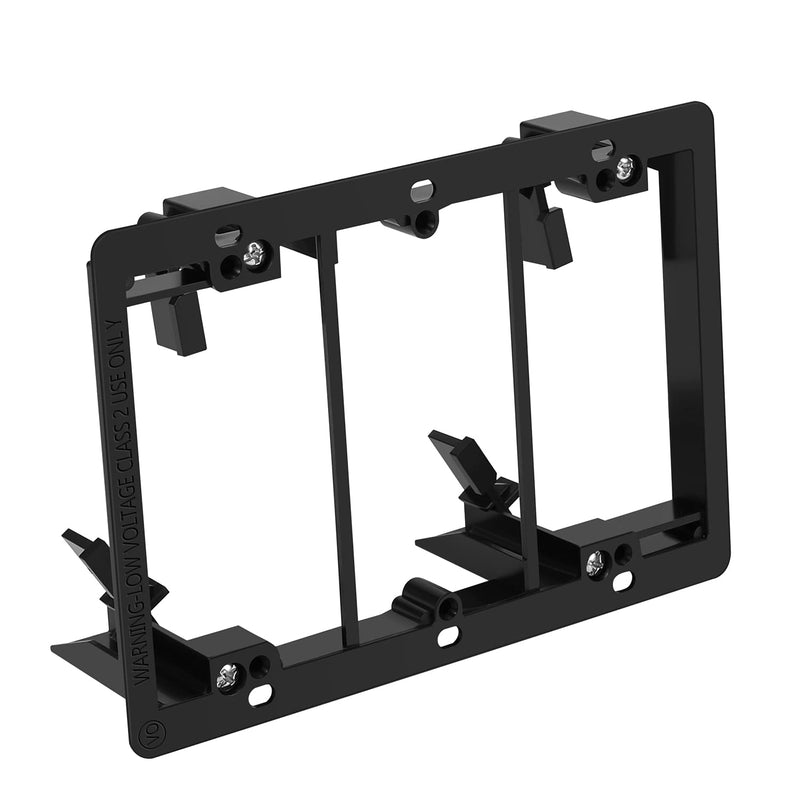 TNP Low Voltage Mounting Bracket, 3-Gang Mounting for Wall Plate, Horizontal/Vertical - Black 3Gang