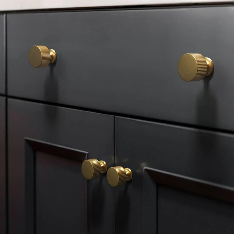 RZDEAL 6pcs Solid Brass Cabinet Knobs Pulls Cabinet Drawer Dresser Gold Knobs Modern Handles Knobs(1"x1"/25mmx25mm),Brushed Brass Finish 6 1 Inch