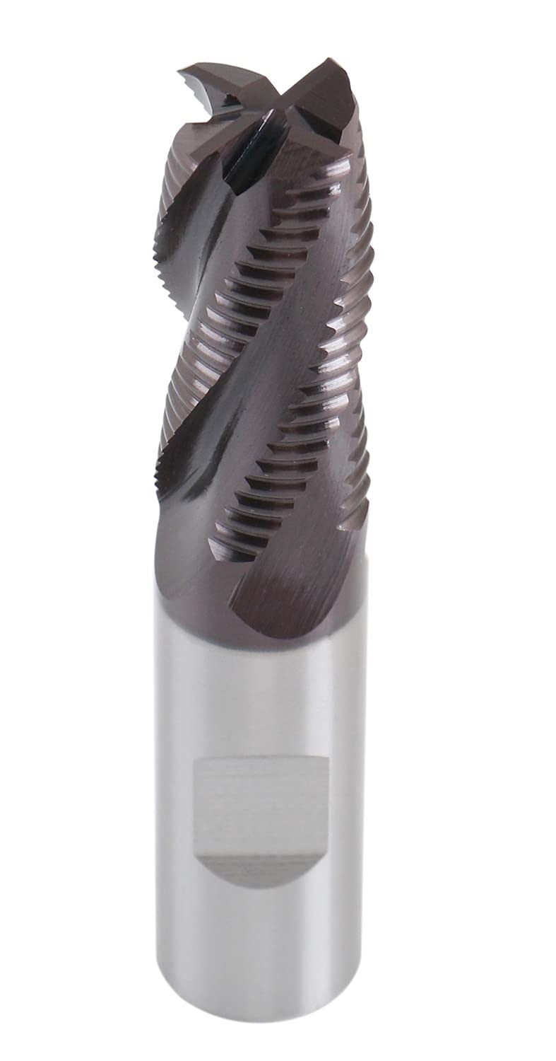 Accusize Industrial Tools 3/4'' Fine Tooth M42 8% Cobalt Tialn Roughing End Mill, 3/4'' Shk Dia, 1-5/8'' Flute Length, 3-3/4'' Oal, 4 Flute, 1104-0034 3/4" Dia, 3/4" Shk Dia, 1-5/8" Flt Length