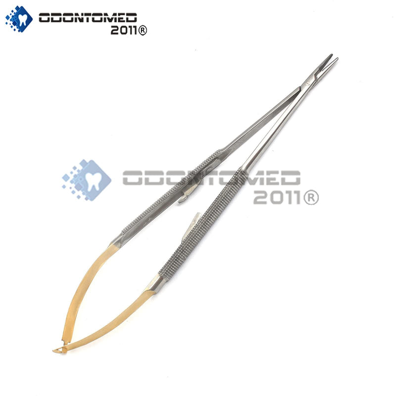 OdontoMed2011 T/C CASTROVIEJO Needle Holder 7" Straight Round Handle with Lock TIP 15MM Micro Stainless Steel Instruments ODM