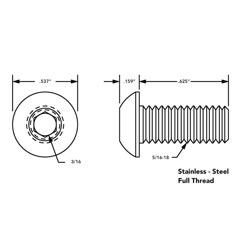 8020, 3620, 15 Series, 5/16-18 x .625" Long 8utton Head Socket Cap Screw (BHSCS), with .345" Washer and Economy Slide-in T-Nut, Stainless Steel SS 8020 Channel Hardware HW (10) 10