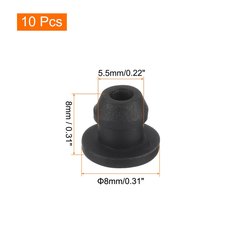 MECCANIXITY Silicone Snap in Locking Hole Plugs,Rubber Panel Seal Cover Flush Type Panel Round for Kitchen Rubber Bulkheads Waterproof Sealing Plugs 5.5mm/0.2 Inch Diameter Black,Pack of 10