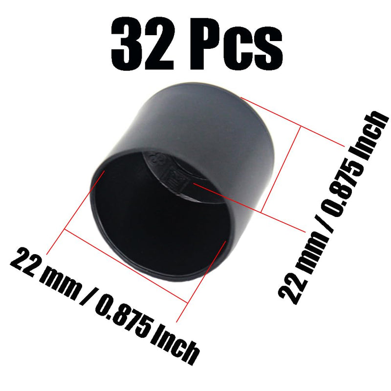 32Pcs Round Rubber Chair Leg Tips Caps, 7/8 Inch (22mm) Chair Table Leg Covers Floor Protectors, Chair Leg End Caps for Furniture, Chair, Table