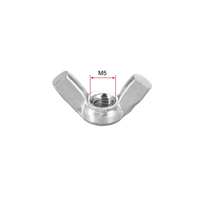 uxcell M5 Wing Nuts, Stainless Steel 304 Fasteners Parts Hurrican Screws Hand Twist Tighten Ear Butterfly Nut, 10pcs