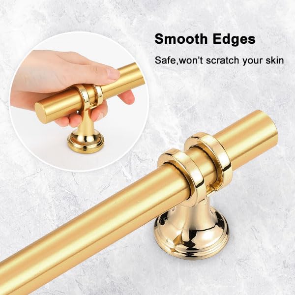 Lpraer 8 Pack Gold Cabinet Pulls, Aluminium Alloy Hardware - Modern Drawer Handles for Kitchen Cabinets, Bathroom Dressers & Wardrobe Doors (5"/128MM Hole Center, 7.24" Long) 5"/128MM Hole Center, 7.24" Long