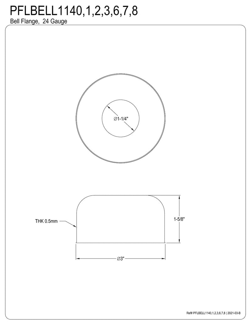 Kingston Brass PFLBELL1147 Made to Match Bell Flange, Brushed Brass
