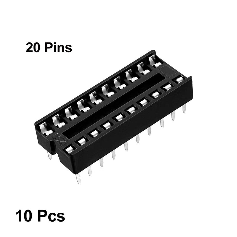 uxcell 10pcs DIP IC Chip Socket Adaptor 2.54mm Pitch 7.6mm Row Pitch 2 Row 20 Flat Pins Soldering