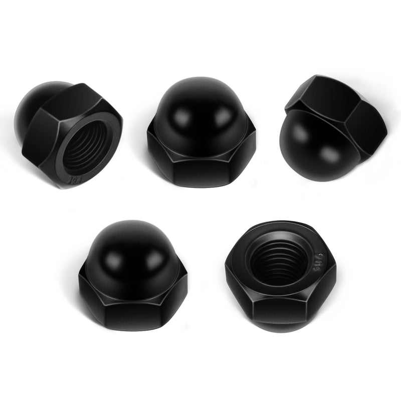 #8-32 Hex Head Acorn Cap Nuts, 304 Stainless Steel 18-8 Black Coating Acorn Nuts, Hex Drive, Black Finish, 50 PCS #8-32