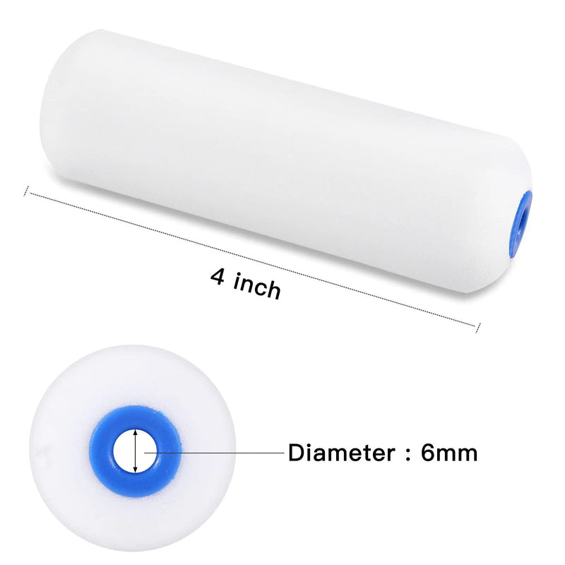 Mister Rui Foam Paint Roller, 10 Pack 4 Inch Small Paint Roller Covers, High Density Foam Paint Roller, Mini Rollers for Painting Walls, Cabinets, Cupboards, Doors 10 Pcs 4" Double-rounded