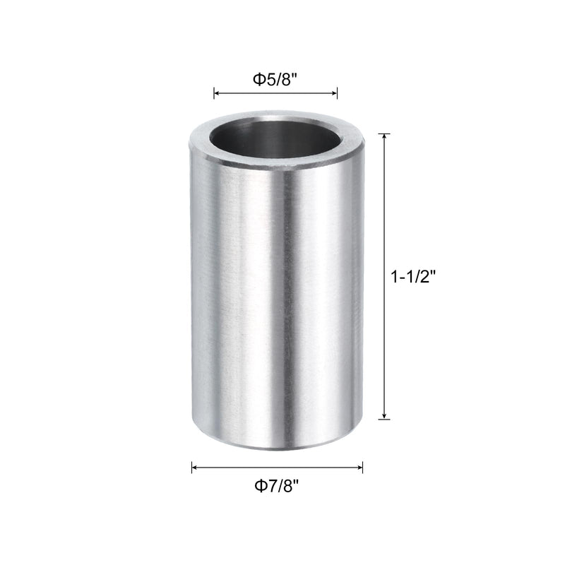 uxcell 10pcs Stainless Steel Spacer 5/8" Bore x 7/8" OD x 1-1/2" Length Screw Standoff Bushing Plain Finish Round Metal Spacer for 5/8 Screws Bolts and Rods 5/8" x 7/8" x 1-1/2"