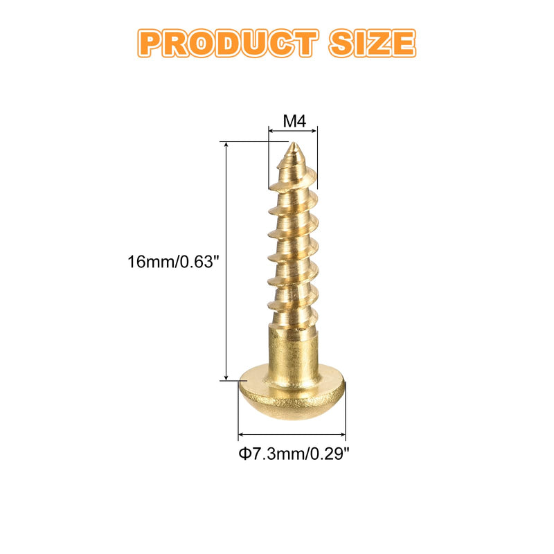 uxcell Wood Screws M4 x 16mm Slotted Round Head Copper Self-Tapping Screw for DIY Woodworking Home Industry 150 Pcs