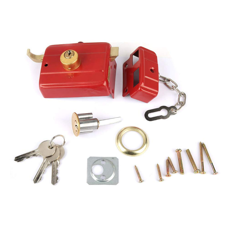 Night Deadbolt Rim Lock, Security Locks with Keys for Front Door, Home Safety Anti Theft Dead Bolt Rim Lock Door Hardware