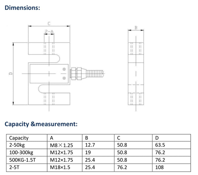 CALT DYLY-103 Compression and Tension Sensor S Beam Force Pressure Testing Load Cell (50KG, 1) 50KG