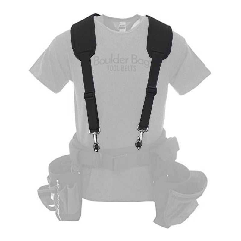 BOULDER BAG Comfort Padded Suspenders. (Tool Belt NOT included) High Tech Padded Suspenders w/Extreme Support and Comfort for your Tool Belt. Made by Boulder Bag. Suspenders Made in the USA