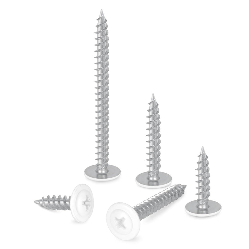 #8 x 3/4" (120 PCS) Modified Truss Head Wood Screws, Phillips Drive Quick Metal Self Tapping Screws, Cabinet Screws, Carbon Steel, White Head, Full Thread, Screwdriver Bit Included #8 x 3/4"