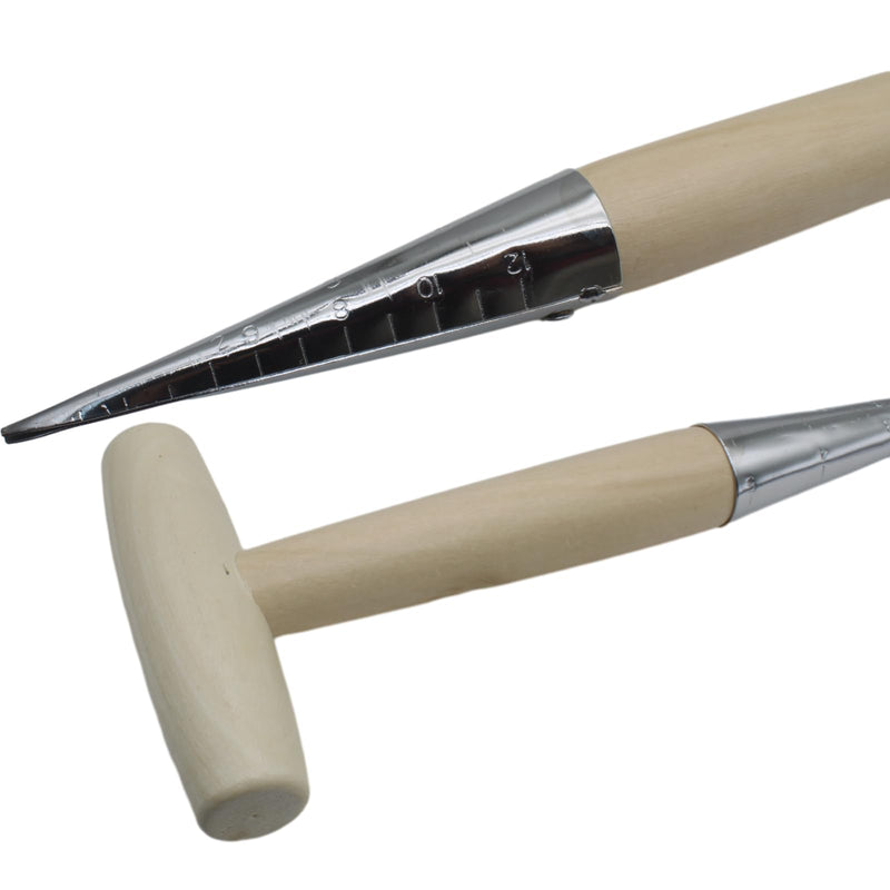 Garden Hand Dibber Seed Planter Tool Stainless Steel Sow Dibbler with Wooden Handle Garden Hole Punch Dibbler Tool for Sowing Seed (1pcs)