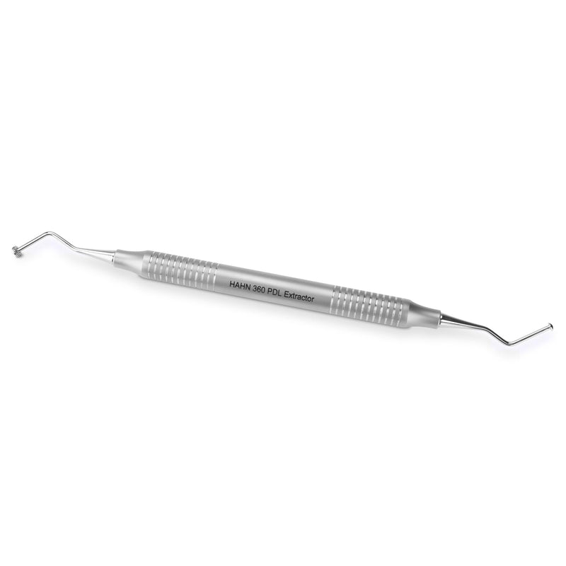 Practicon Hahn 360 PDL Extractor Dental Instrument, Serrated 4mm & Sharp 3mm Diameter Ends