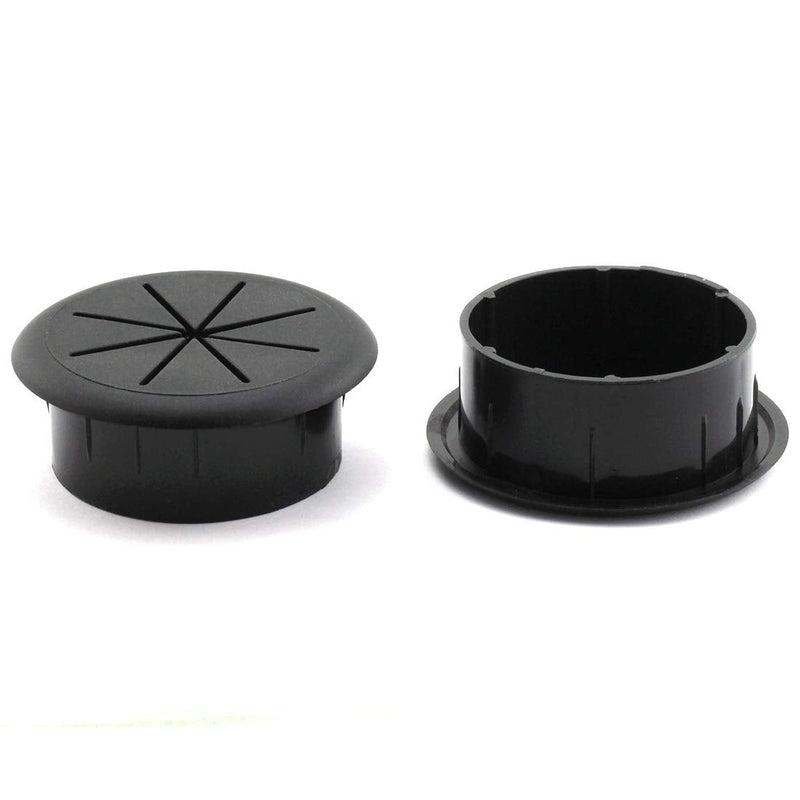 HJ Garden 2pcs 2-3/8 inch Flexible Desk Cord Grommets Wire Organizer Hole Cover for Managing and Hiding Office PC Desktop Cable(Black)