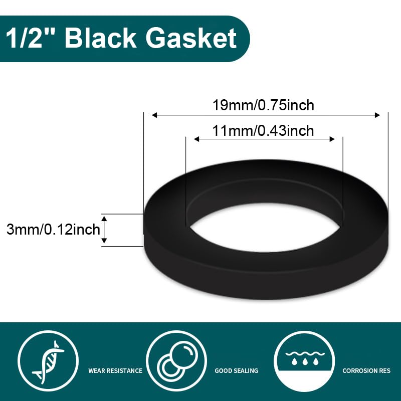 100 Pack O-Rings Rubber Washer Seal Gasket 1/2" + 3/4" Camlock Fitting for Faucet Water Pipe Replacement Shower Hose Inlet Outlet Pipe Tap Nut Screw Connector Joints