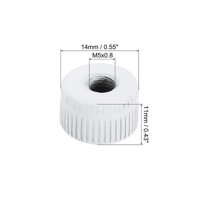 PATIKIL M5x11x14 Cap Nut, 15 Pcs Acorn Nut Screw Knob Cap Insert Bolt Cover Female Thread Knurled Decorative Hardware Fittings Light Fixtures, White M5