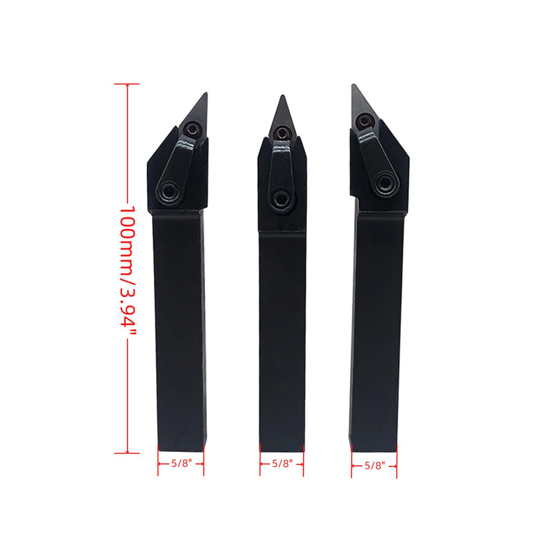 GBJ 3PCS 5/8" MVJNR MVJNL MVVNN holder with Carbide Turning Inserts VNMG331 CNC Lathe Turning Tools for machining Steel parts/stainless steel 3pcs Holders with 3pcs VNMG160404 inserts