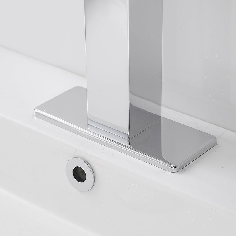 6 Inch Chrome Sink Hole Cover, 4" Hole Cover Deck Plate, Bathroom Faucet Deck Plate, Stainless Steel Square Escutcheon for Bathroom or Kitchen Single Hole Vanity Sink Faucet