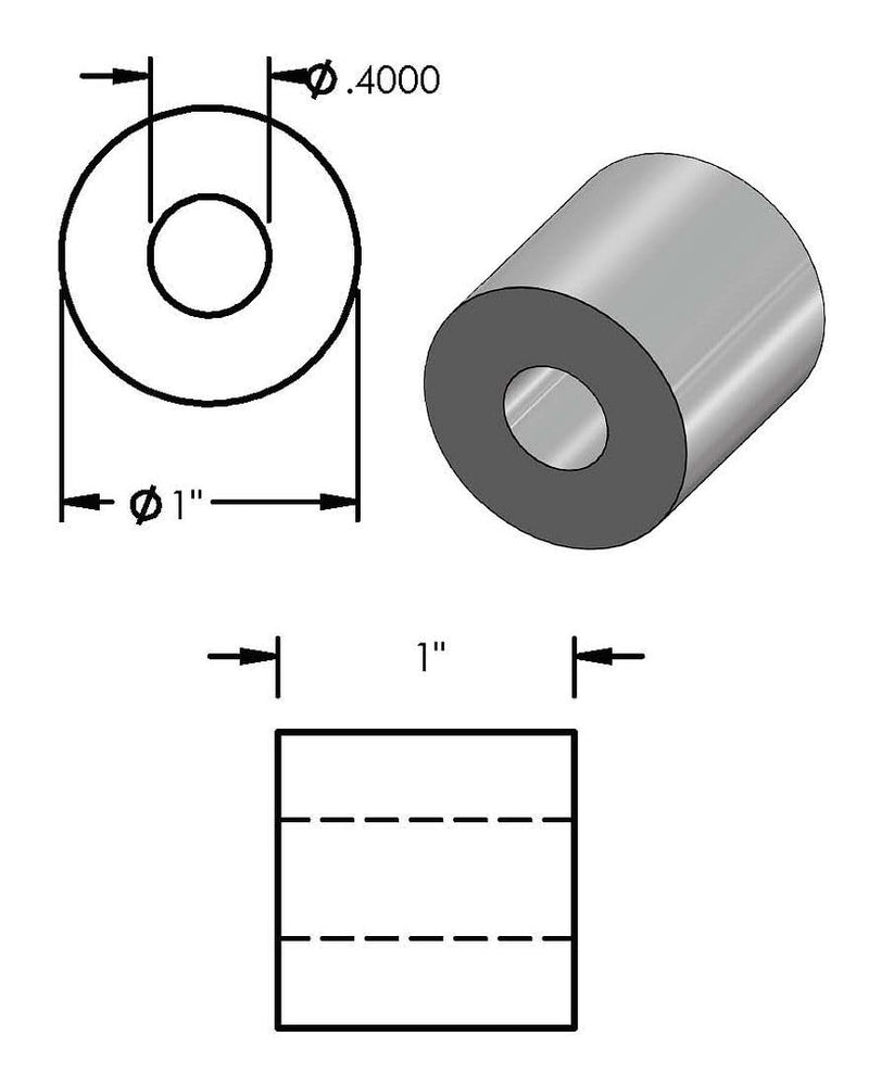 Aluminum Spacer 1" OD x 3/8" ID x Choose Your Length, Round Spacer Unthreaded Standoff Bushing Plain Finish, Fits Screws Bolt 3/8" or M10 by Metal Spacers Online (1" Length, 10 Pack) 1" Length