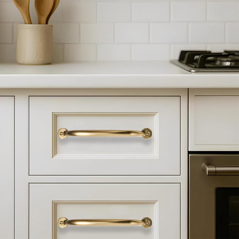2 Pack 12 inch Hole Center Brushed Brass Cabinet Pulls - Heavy Duty Solid Drawer Hardware Kitchen Vanity Bathroom Handles 12"(305mm) Hole Center 2-Pack