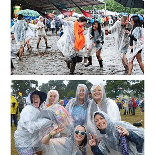 Opret 5/10/20 Pack Rain Ponchos, Disposable Emergency Ponchos Bulk Unisex Waterproof Raincoat for Adults with Drawstring Hood 5 Pcs