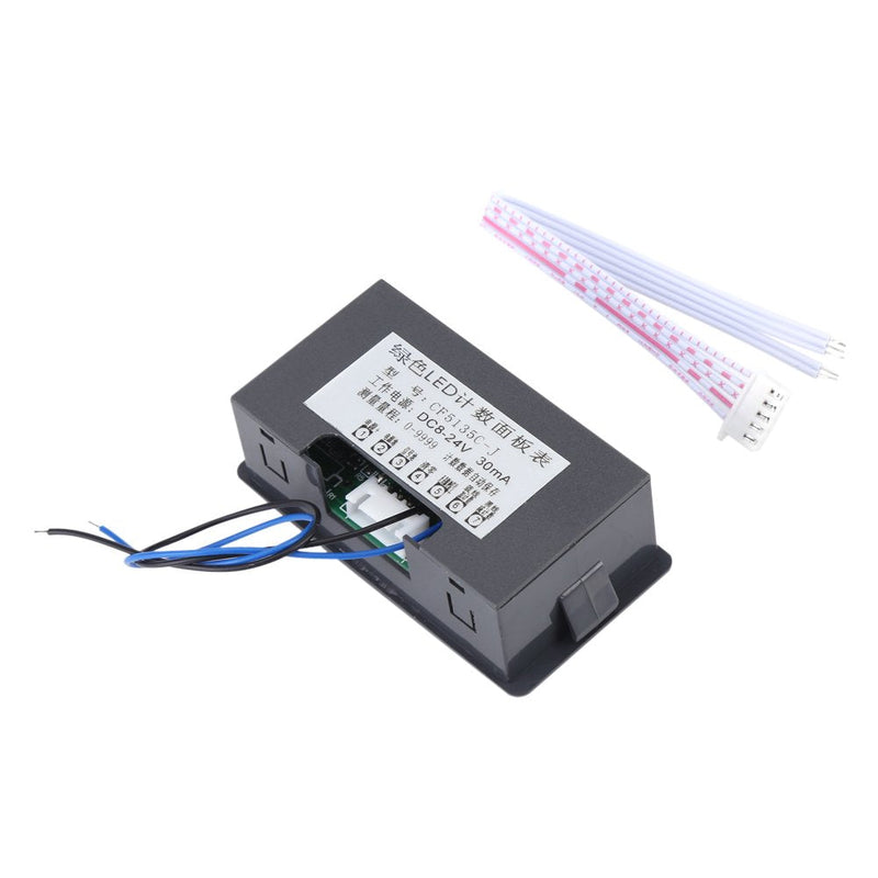 DC 8-24V Digit Counter, 4 Digit LED Digital Display 0-9999 Up/Down Plus/Minus Panel Counter Meter with Cable (Red) Red