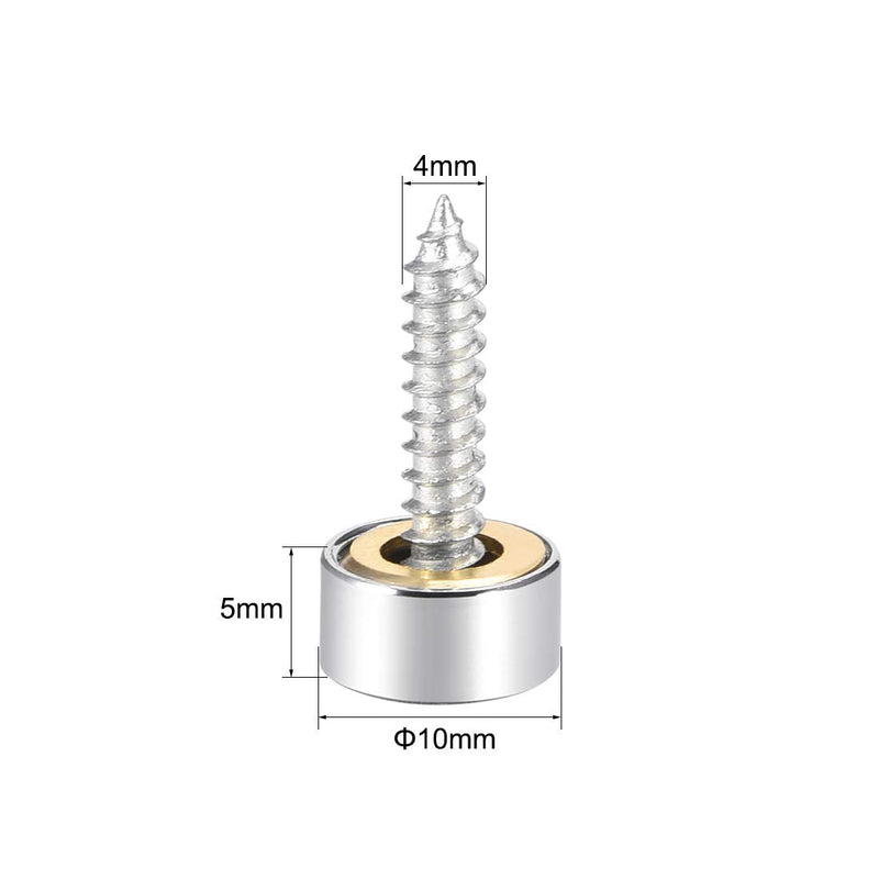 uxcell Mirror Screws Decorative Caps Cover Nails Polished Stainless Steel 10mm 2pcs