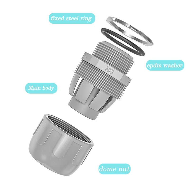 64-Pack 1/2" NPT Liquid Tight Connector Conduit Fitting UL PVC Straight NPT 1/2"(64Pcs) Gray