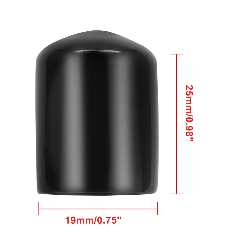 24 Pcs Round Rubber End Caps, 3/4" (19mm) ID Vinyl Flexible Screw Thread Protectors, Black Bolt End Caps for Metal Tubing Rod Bolt 19mm 24