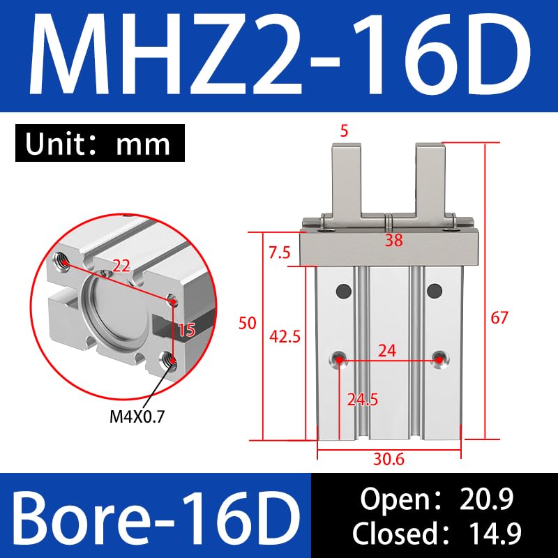 Pneumatic finger cylinder small parallel grippers pneumatic fixture MHZ2-16D magnetic thread -16D
