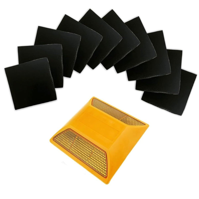 Adhesive Sticky Pads for Road Reflectors, 4" x 4" Butyl Sticky Pads, 10 Pack, Stick Driveway Reflectors on Driveway, Apply on Asphalt, Pavement, Cement or Concrete, Reflectors Sold Separately