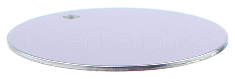 CleverDelights 1.5" Round Aluminum Stamping Blanks - 25 Pack - Shiny Anodized Finish - 18GA (.039") - 3mm Hole