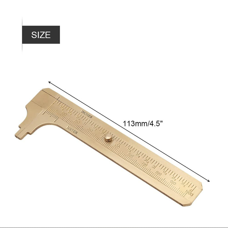 Brass Caliper 100mm / 4 inch Gauge Vernier Pocket Caliper for Bead Wire Jewelry Measuring (Double Scale)