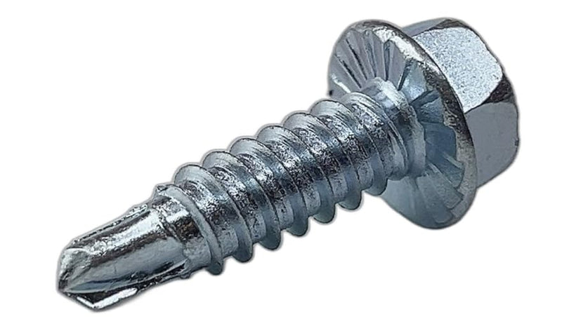 # 14 Serrated Hex Washer Head Self Drilling Screws # 2 Drill Point, 1/4"-20 Thread Size Self Tapping Screws, Garage Door Hinge and Bracket Bolts 3/8 x 1 (Qty 50)