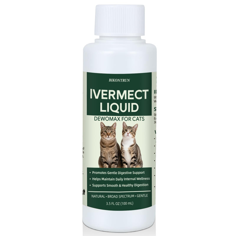 lvermect for Cat, Dewomax Liquid Digestive Support for Kittens & Adult Cats, Broad-Spectrum Gut Balance Formula for Internal Comfort, Gentle Daily Wellness & Healthy Digestion - 3.5 fl oz
