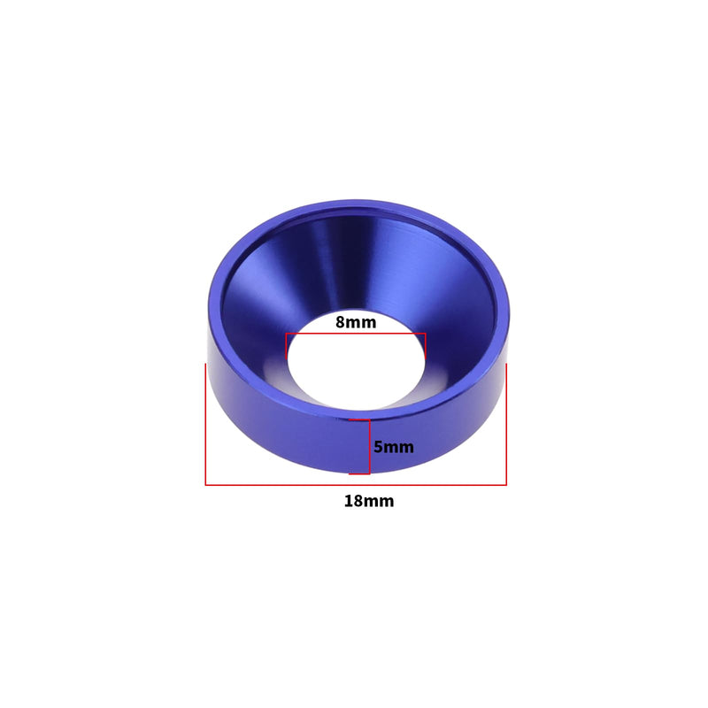 25pcs M8x18x5mm Countersunk Washers Alloy Aluminum Colourful Gaskets Contains 5pcs Each of Black/Red/Blue/Silver/Gold for Car Furniture Screw Accessories M8 - NewNest Australia