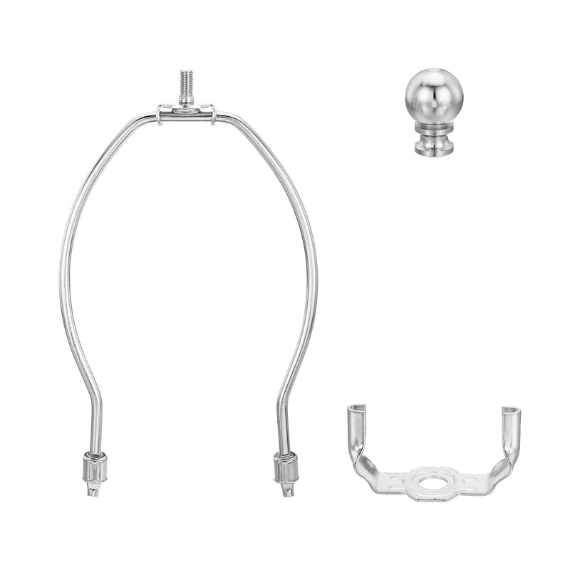 PATIKIL 7 Inch Lamp Harp Kit with Finial, 1 Set Detachable Lamp Shade Bracket Holder, DIY Lighting Accessories for Table Lamps Floor Lamps, Chrome
