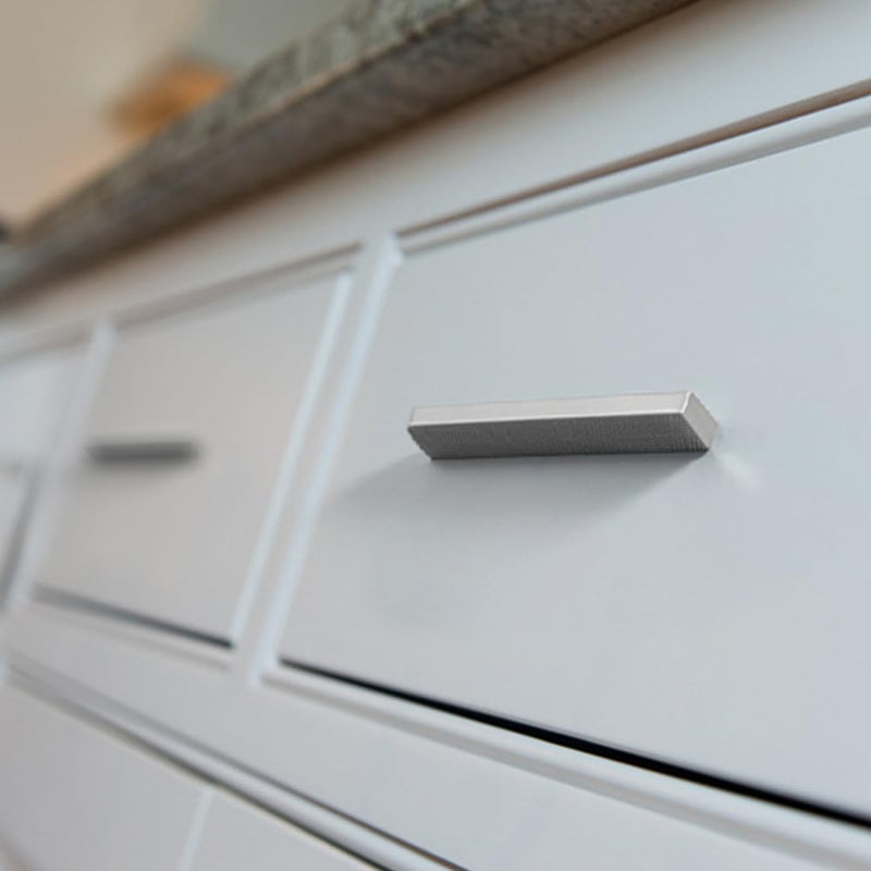 Goo-Ki 6 Pack 3 Inch Satin Nickel Knurled Cabinet Pulls - Modern Bar Handles - Textured Grip for Drawer, Dressers, Furniture Hardware 3 Inch Center to Center